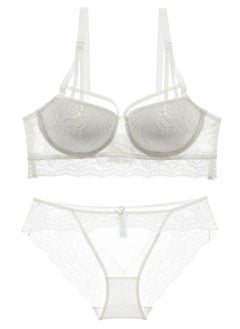 Comfy Solid Color Thick Cup Lace Bra And Panty Set White