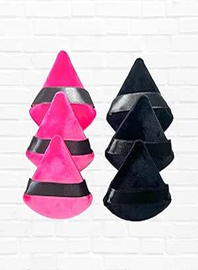 Generic 6 Pcs Premium Powder Puff Makeup Velour Cosmetic Foundation Blender Sponge Beauty Tool Powder Puff for face and Body Powder puff Body (Small-PinkBlack)