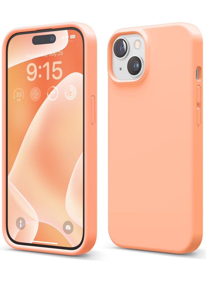Elago Liquid Silicone for iPhone 15 Case Cover Full Body Protection, Shockproof, Slim, Anti-Scratch Soft Microfiber Lining - Salmon
