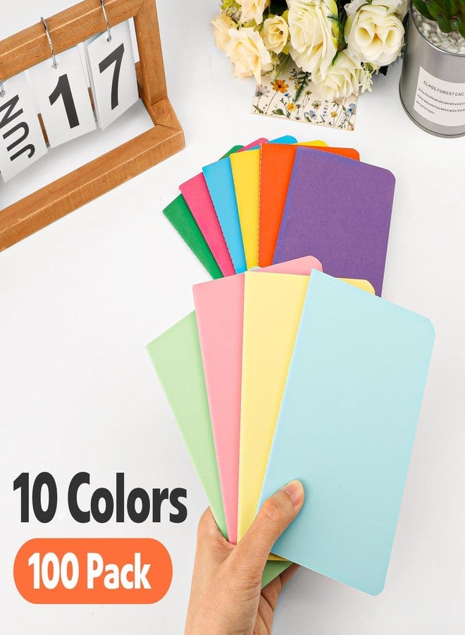 YesBes 100 Pack Small Lined Notepads Bulk, Mini Journal Pocket Notebooks Set 3.5 Inch x 5.5 Inch, Colored Cover Notebook Wide Ruled, 10 Colors 24 Sheets (48 Pages) for Traveler, Students, School Supplies - Image 3