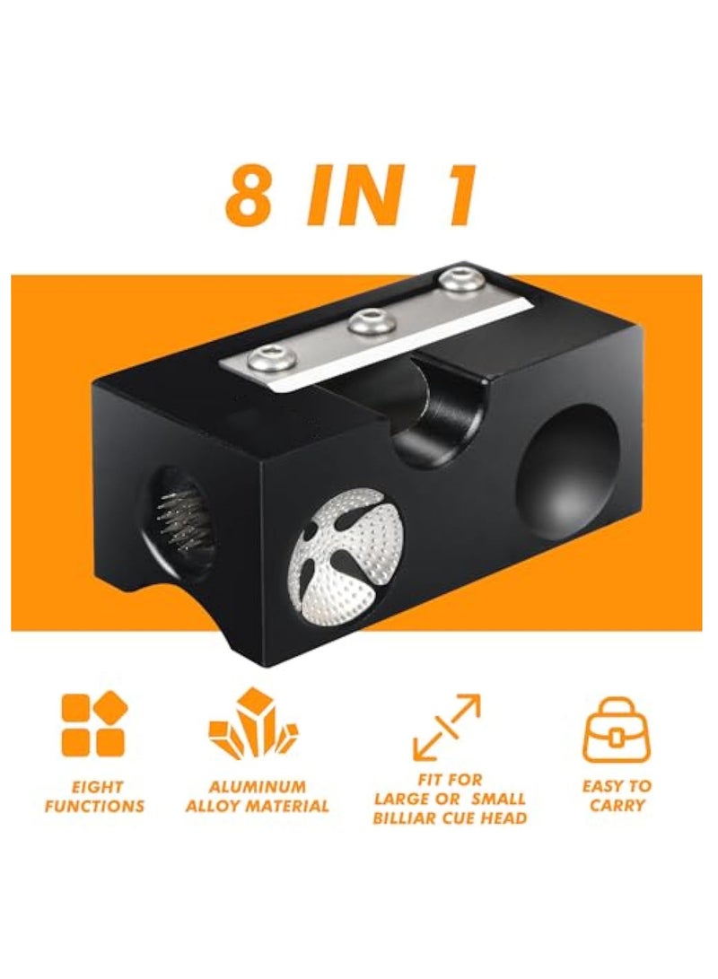 SOLARAE 8 in 1 Aluminum Pool Cue Tip Repair Tool, Pool Cue Repair Kit, Billiard Cue Stick Tip Tool Accessory with one Replacement Blade and one Wrench, Cue Tip Stick Shaper Billiard Pool Cue Accessories - Image 2