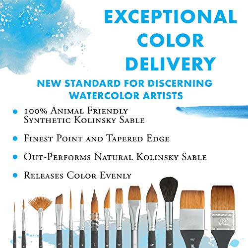Princeton Aqua Elite, Series 4850, Synthetic Kolinsky Watercolor Paint Brush,Angle Shader, 1/2 Inch - Image 2