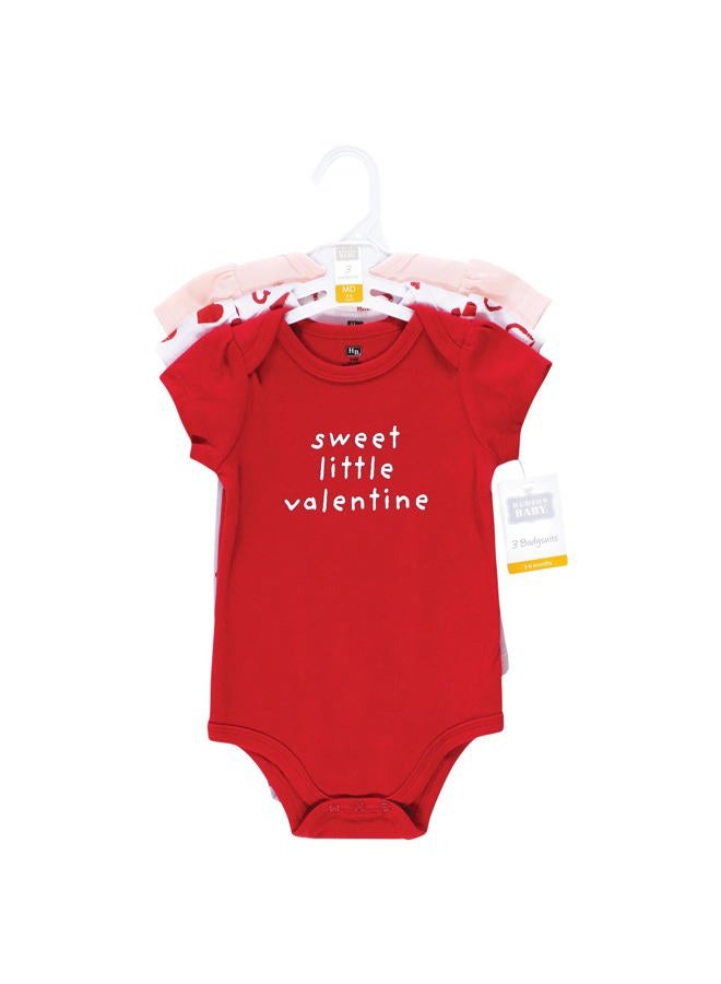 hudson baby Infant Girl Cotton Bodysuits, Valentine Hearts, 9-12 Months - Image 2