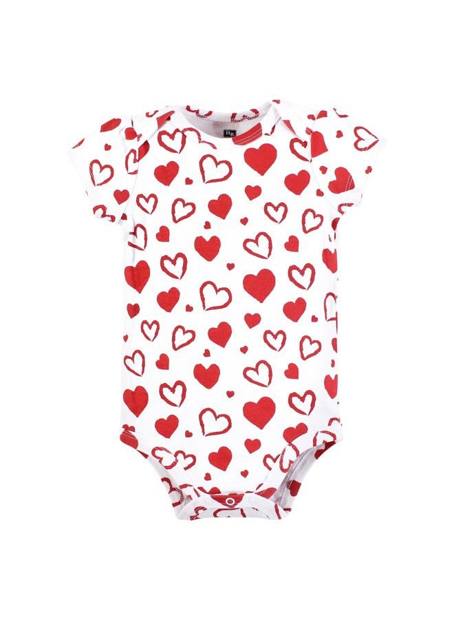 hudson baby Infant Girl Cotton Bodysuits, Valentine Hearts, 9-12 Months - Image 4