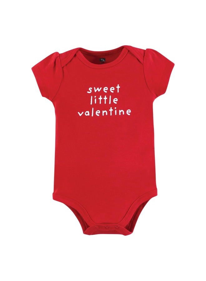hudson baby Infant Girl Cotton Bodysuits, Valentine Hearts, 9-12 Months - Image 3