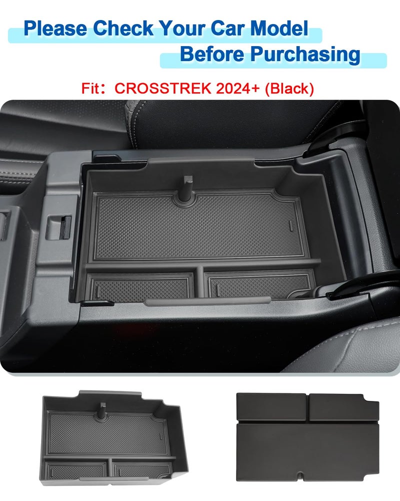 Coleya 2024 2025 2026 Crosstrek Center Console Organizer for Subaru Crosstrek (Base/Premium/Sport/Limited/Wilderness), 2025 Crosstrek Console Tray 2026 Crosstrek&Impreza Accessories (with Black Mats) - Image 2