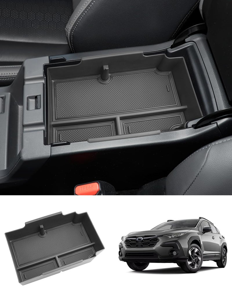 Coleya 2024 2025 2026 Crosstrek Center Console Organizer for Subaru Crosstrek (Base/Premium/Sport/Limited/Wilderness), 2025 Crosstrek Console Tray 2026 Crosstrek&Impreza Accessories (with Black Mats) - Image 1