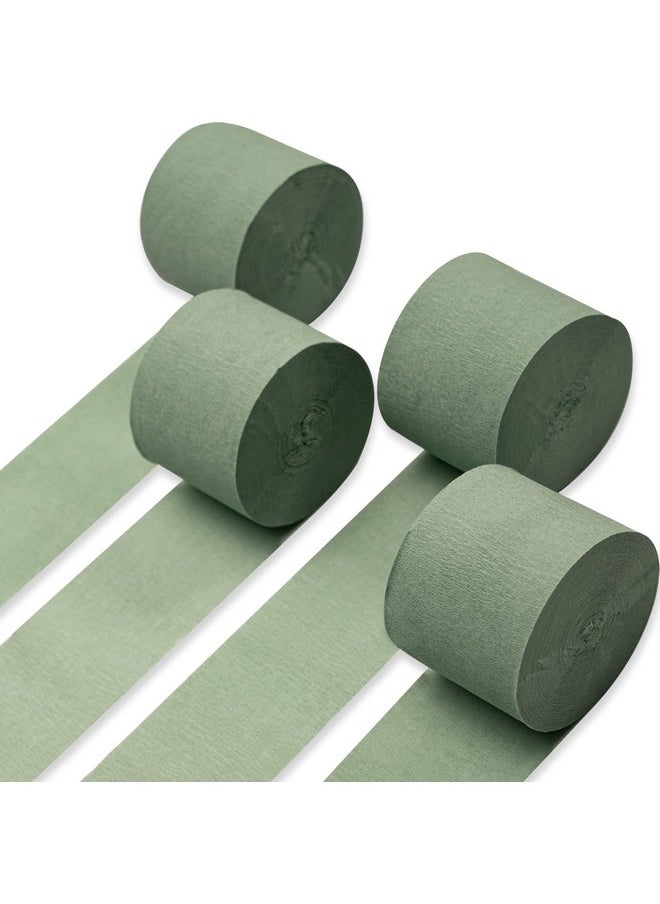 PartyWoo Crepe Paper Streamers 4 Rolls 328Ft Pack Of Sage Green Crepe Paper For Party Decorations Wedding Decorations Birthday Decorations Baby Shower Decorations (1.8 Inch X 82 Ft/Roll)  - Image 1