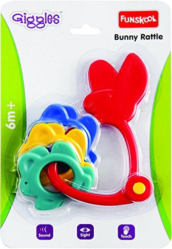 giggles Funskool Giggles, Bunny Rattle , Colourful rattle for New Born Baby, Stimulates Senses,Rattling sound, 6 months & above, Infant Toys - Image 2