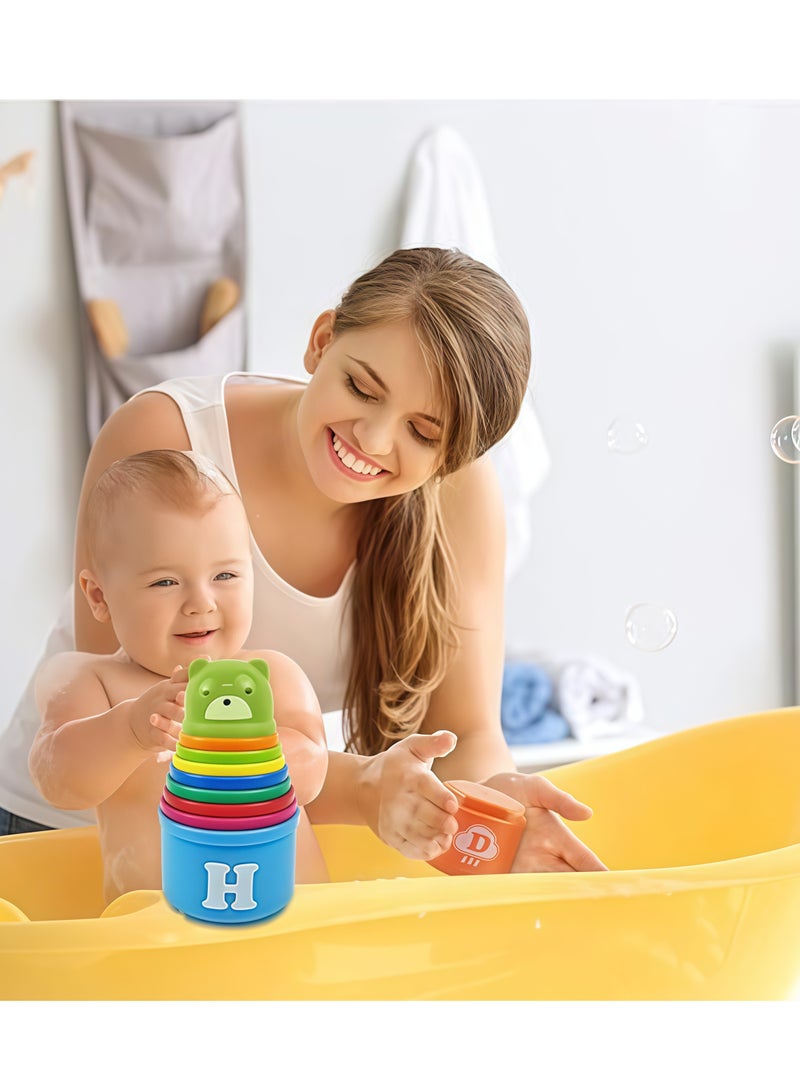 10Pcs Stacking Cups Set, Baby Stacking Cup for Toddler 1-3, Children's Stacking Tower Toy Bath Toy Sand Toy Cup, Educational Montessori Gift for Boys and Girls - Image 4