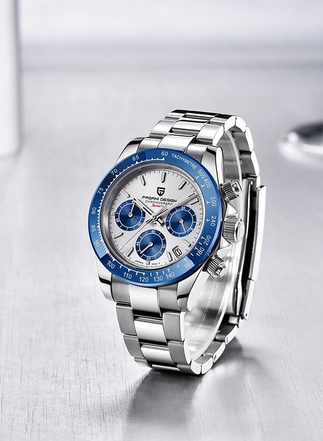 باغاني ديزاين الكلاسيكية الرجال متعددة الوظائف كرونوغراف كامل الفولاذ المقاوم للصدأ اليابانية كيه 63 الكوارتز حركة تستر 100 متر للماء الفاخرة الأعمال ووتش - Image 2