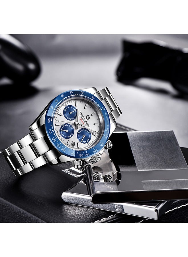 باغاني ديزاين الكلاسيكية الرجال متعددة الوظائف كرونوغراف كامل الفولاذ المقاوم للصدأ اليابانية كيه 63 الكوارتز حركة تستر 100 متر للماء الفاخرة الأعمال ووتش - Image 4