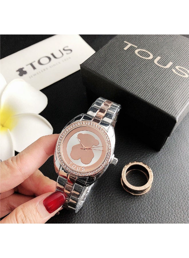 ساعة توز كريستال - دب مزين - مزخرفة