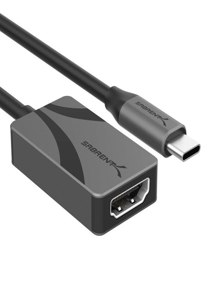 سابرينت محول SABRENT 4K USB Type-C إلى HDMI - التوصيل والتشغيل، يدعم دقة 4K بمعدل 60 هرتز، يدعم HDR10/Dolby Vision، متوافق مع أجهزة الكمبيوتر المحمولة والأجهزة اللوحية والهواتف الذكية وأجهزة الألعاب - تصميم ألومنيوم محمول (DA-CH4K) - Image 1