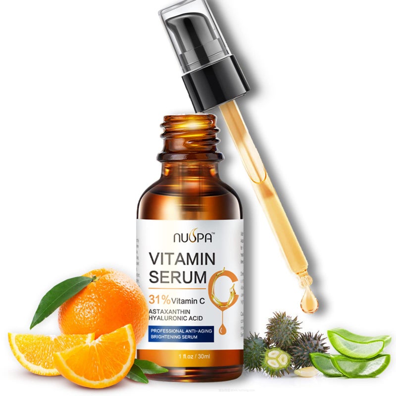 NUSPA Antiaging Anti Acne Serum Facial Serum Natural Vitamin C Serum for Face With Hyaluronic Acid Vitamin EAstaxanthinCastor Oil InfusedBlemish Reduce Wrinkles
