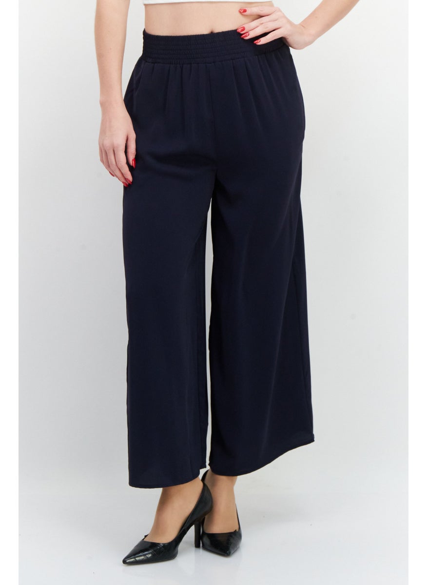 French Connection Women Solid Pull On Trouser Pants,Dark Navy Blue  - Image 1