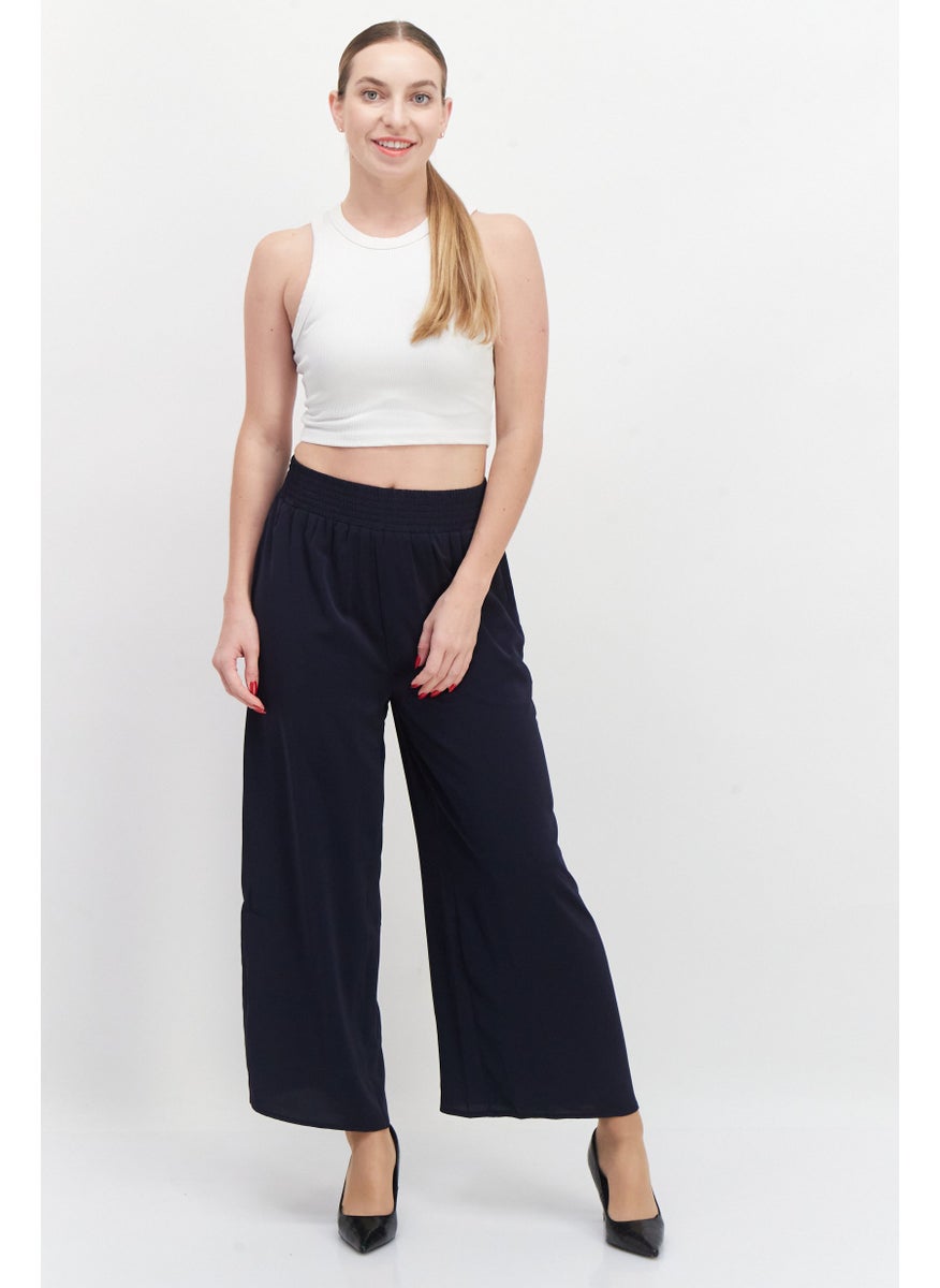 French Connection Women Solid Pull On Trouser Pants,Dark Navy Blue  - Image 3