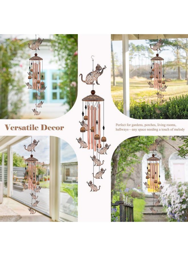 Howarmer Cat Wind Chimes for Outside, 35'' Metal Cat WindChimes Gifts for Women/Men, Decoration for Outdoor, Home, Garden, Patio, Backyard - Image 5