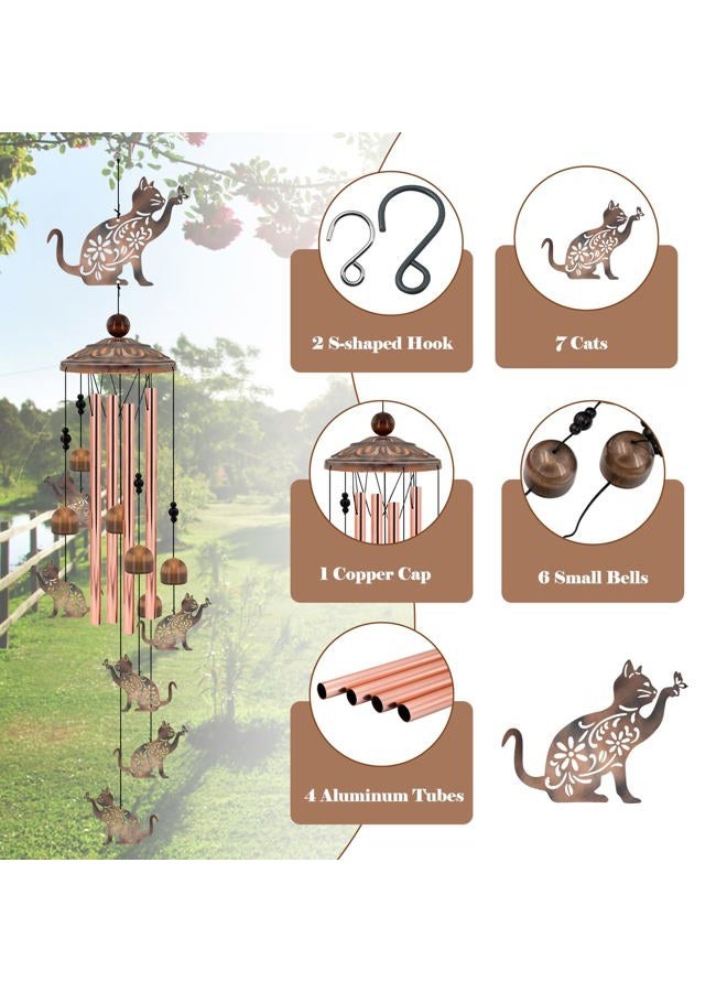 Howarmer Cat Wind Chimes for Outside, 35'' Metal Cat WindChimes Gifts for Women/Men, Decoration for Outdoor, Home, Garden, Patio, Backyard - Image 3