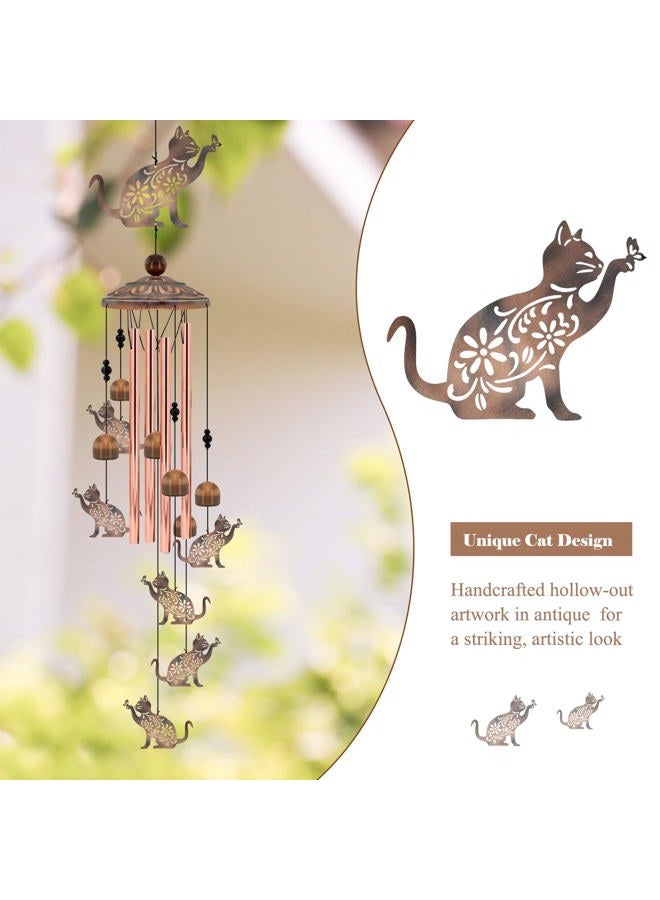 Howarmer Cat Wind Chimes for Outside, 35'' Metal Cat WindChimes Gifts for Women/Men, Decoration for Outdoor, Home, Garden, Patio, Backyard - Image 2
