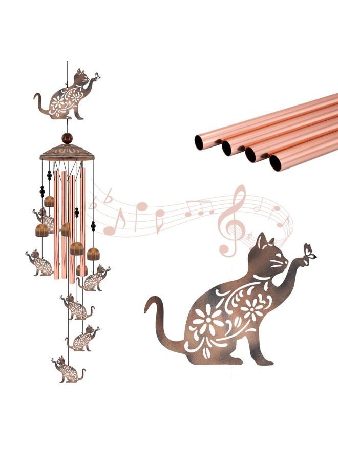 Howarmer Cat Wind Chimes for Outside, 35'' Metal Cat WindChimes Gifts for Women/Men, Decoration for Outdoor, Home, Garden, Patio, Backyard - Image 1