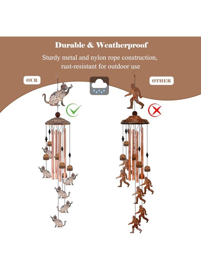 Howarmer Cat Wind Chimes for Outside, 35'' Metal Cat WindChimes Gifts for Women/Men, Decoration for Outdoor, Home, Garden, Patio, Backyard - Image 4