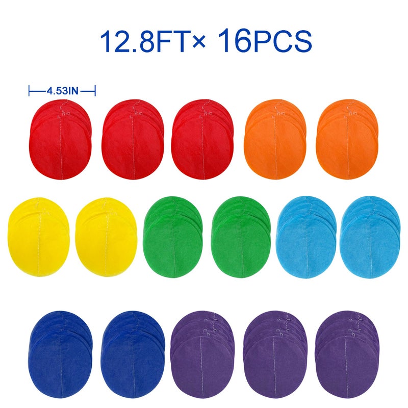 pinkblume 205Ft Rainbow Party Decorations Big Polka Dots Tissue Paper Backdrop Streamer Colorful Circle Dots Hanging Curtain Garland for Birthday Fiesta Carnival Baby Shower Wedding Engagement Party Supplies - Image 3