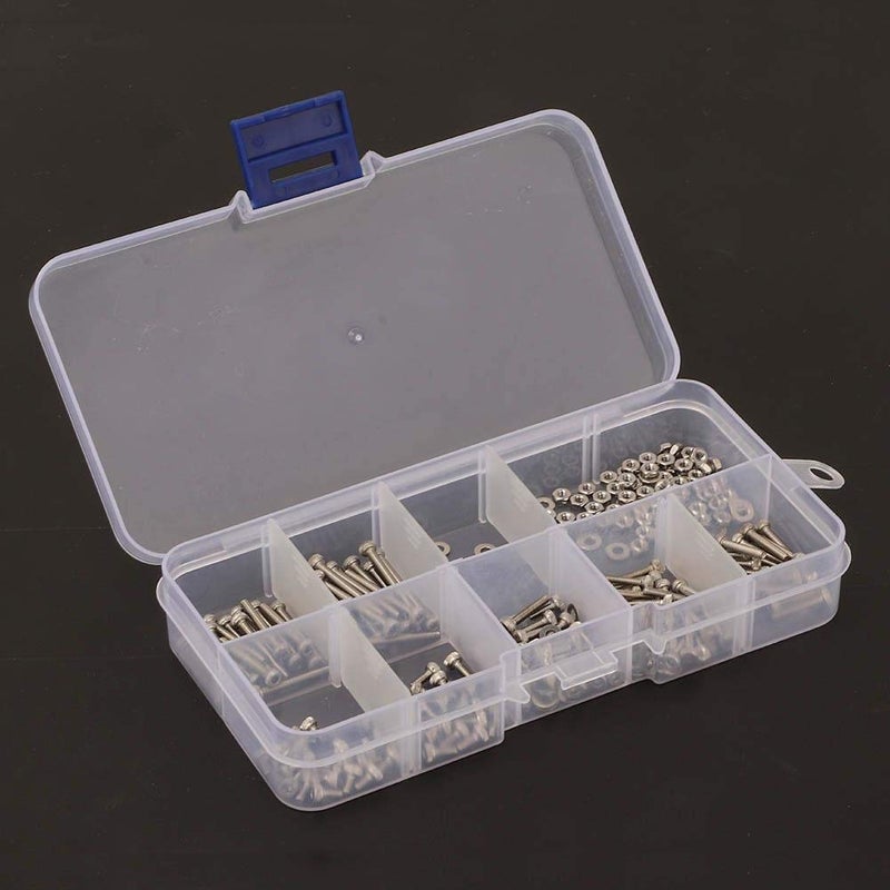 woobles Nuts and Bolts Assortment Kit Machine Screw Assortment Kit Assorted Screws Nuts and Bolts Nuts Kit,300pcs M2 Stainless Steel SS304 Hex Socket Screw Bolt Nut Hine Fastener Washer- - Image 3