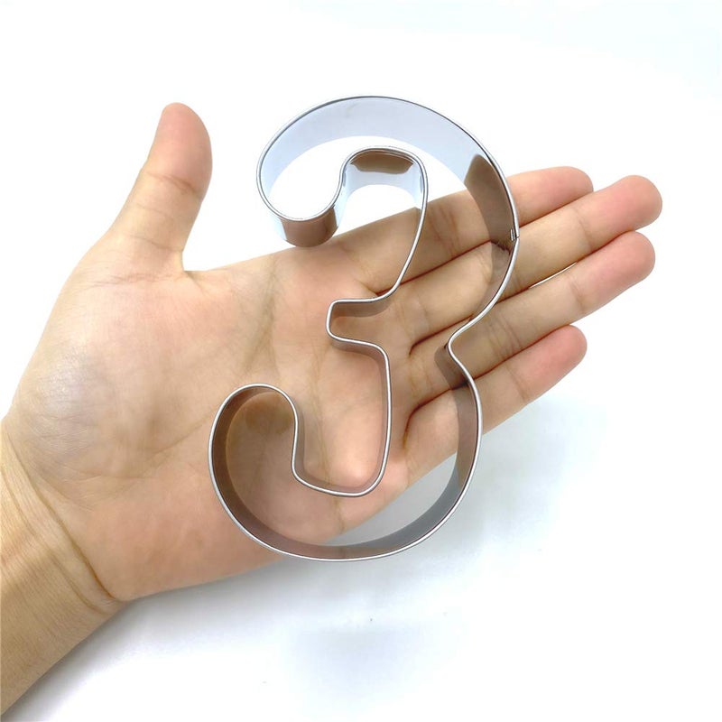 LILIAO LILIAO Number 3 Cookie Fondant Biscuit Cutter for Birthday/Anniversary/Special Day - 2.4 x 4 inches - Stainless Steel - Image 3