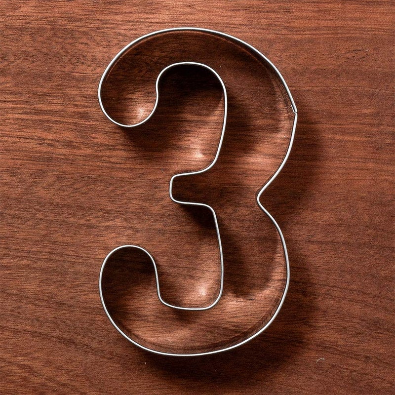 LILIAO LILIAO Number 3 Cookie Fondant Biscuit Cutter for Birthday/Anniversary/Special Day - 2.4 x 4 inches - Stainless Steel - Image 4