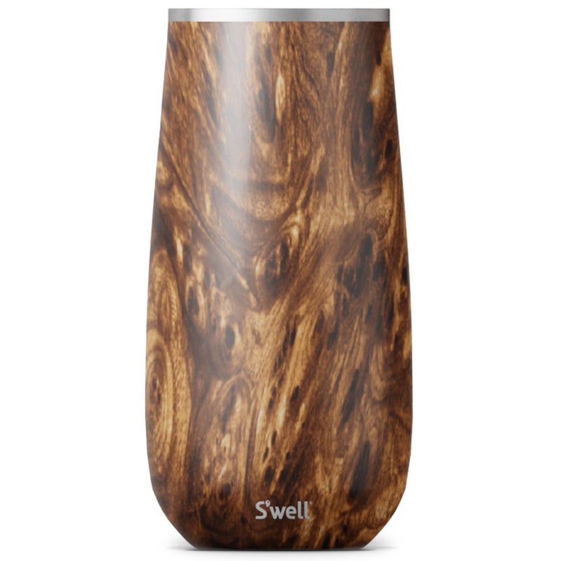 S'well Swell Stainless Steel Champagne Flute 6oz Teakwood Triple Layered Vacuum Insulated Container Keeps Drinks Colder for Longer BPA Free Barware 