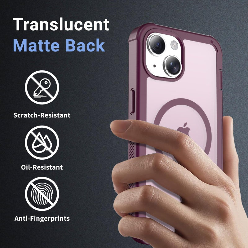 jaroco Magnetic for iPhone 15 Case, [Compatible with MagSafe][Military Grade Drop Protection][Heavy Duty Protection][Non-Slip][Shockproof] 2-Layer Durable Bumper Phone Case 6.1''-Wine Red - Image 5