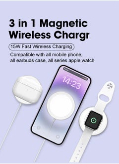 GULFLINK Magnetic Wireless Charger for Apple Watch Charger with MagSafe Charger and 18W Fast Charging Pad for iPhone 14/13/12 Pro Max Plus Mini, iWatch Ultra/8/7/6/5/4/3 and Airpods,USB A C Cable  - Image 2