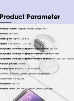 GULFLINK Magnetic Wireless Charger for Apple Watch Charger with MagSafe Charger and 18W Fast Charging Pad for iPhone 14/13/12 Pro Max Plus Mini, iWatch Ultra/8/7/6/5/4/3 and Airpods,USB A C Cable  - Image 5