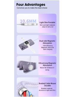 GULFLINK Magnetic Wireless Charger for Apple Watch Charger with MagSafe Charger and 18W Fast Charging Pad for iPhone 14/13/12 Pro Max Plus Mini, iWatch Ultra/8/7/6/5/4/3 and Airpods,USB A C Cable  - Image 3