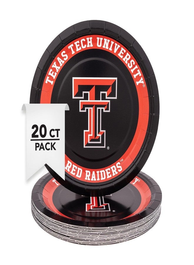 Desert Cactus Texas Tech University Paper Plates TTU Red Raiders 20 Count 9 inch Round Plates for Tailgates, Parties, Graduation and Events (Design A) - Image 1