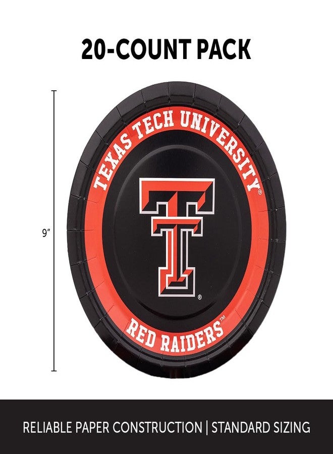 Desert Cactus Texas Tech University Paper Plates TTU Red Raiders 20 Count 9 inch Round Plates for Tailgates, Parties, Graduation and Events (Design A) - Image 2