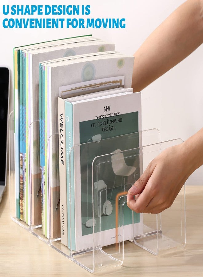 SAYEEC Acrylic File Sorter, Clear File Holder Acrylic Desk Organizer, Sturdy Desktop File Organizer File Folder Holder Rack for Envelopes Mail Letter Paper Notebook Electronics (4 Sections, 1 Pack) - Image 3