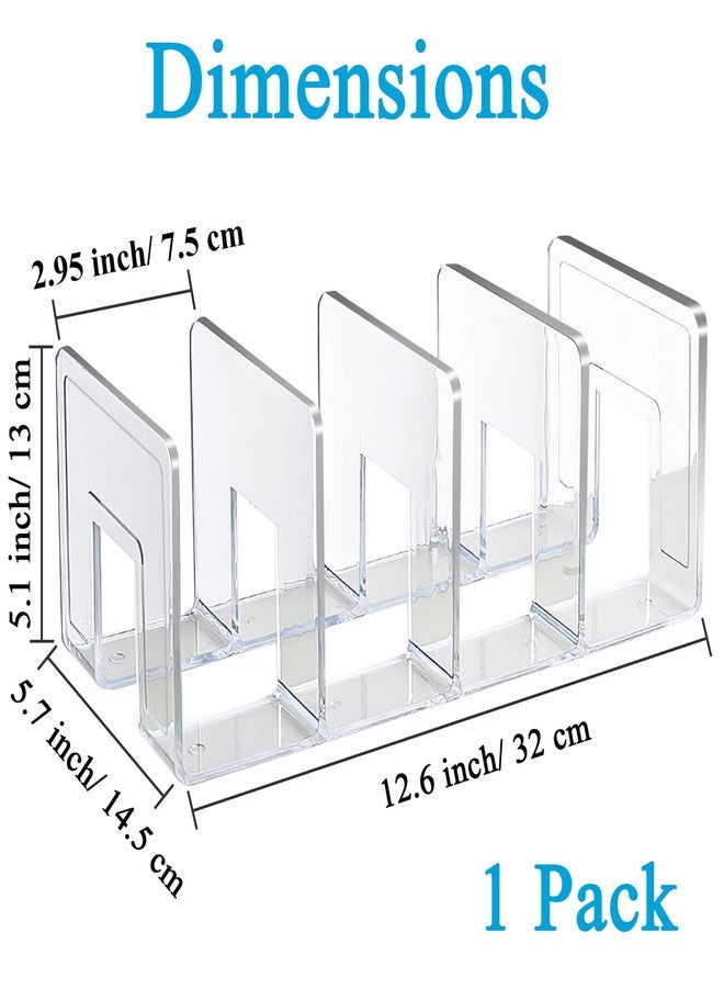 SAYEEC Acrylic File Sorter, Clear File Holder Acrylic Desk Organizer, Sturdy Desktop File Organizer File Folder Holder Rack for Envelopes Mail Letter Paper Notebook Electronics (4 Sections, 1 Pack) - Image 2