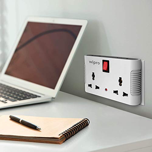 Wipro 4 Way Multiplug Adaptor with 2 Universal Sockets |Inbuilt Surge Protection & Power supply Indicator | Compact & Light weight | 6Amp Multiplug socket for Home, Office | Pack of 3 (White) - Image 4