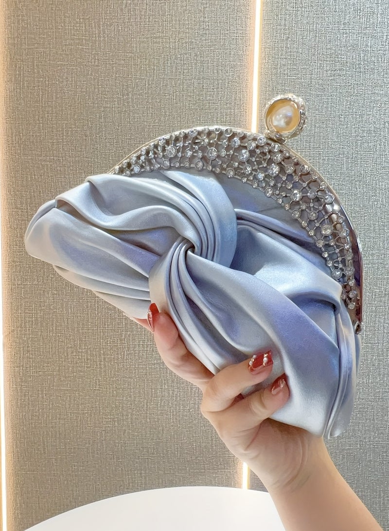 AROAQ Elegant Mini Clutch with Golden Rhinestone Crown, Removable Shoulder Strap, and Pearl Accents - Perfect for Evening Parties, Banquets, and Special Occasions, Ladies' Handbag - Image 1