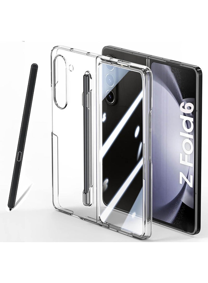 Captaintech for Galaxy Z Fold 6 Case with S Pen Holder, S-Pen is Included 【Case & Stylus Set】 Built-in Screen Protector Full Body Protection Anti-Yellowing Clear for Samsung Galaxy Z Fold6 (Case&Pen Set) - Image 1