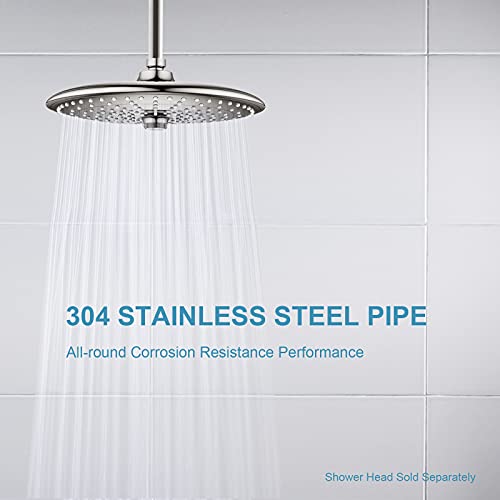OFFO Shower Arm with Flange, 3 in Brushed Nickel Ceiling Mount Replacement Rain Shower Head Straight Arm Ceiling-Mounted For Fixed Shower Head & High Pressure Rain - Image 3
