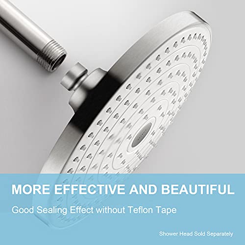 OFFO Shower Arm with Flange, 3 in Brushed Nickel Ceiling Mount Replacement Rain Shower Head Straight Arm Ceiling-Mounted For Fixed Shower Head & High Pressure Rain - Image 2