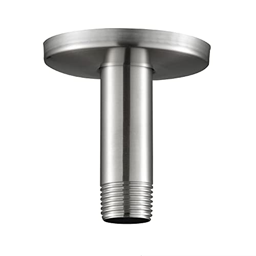 OFFO Shower Arm with Flange, 3 in Brushed Nickel Ceiling Mount Replacement Rain Shower Head Straight Arm Ceiling-Mounted For Fixed Shower Head & High Pressure Rain - Image 1
