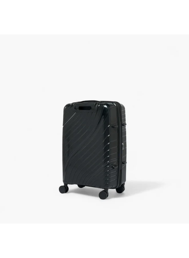 Oaklan by Shoexpress Unisex Textured Hardcase Trolley Bag with Retractable Handle - 24 Inches Check-in Bag