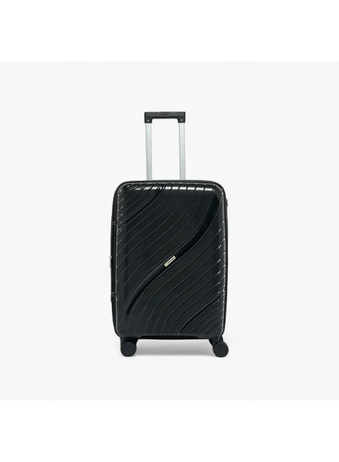 Oaklan by Shoexpress Unisex Textured Hardcase Trolley Bag with Retractable Handle - 24 Inches Check-in Bag