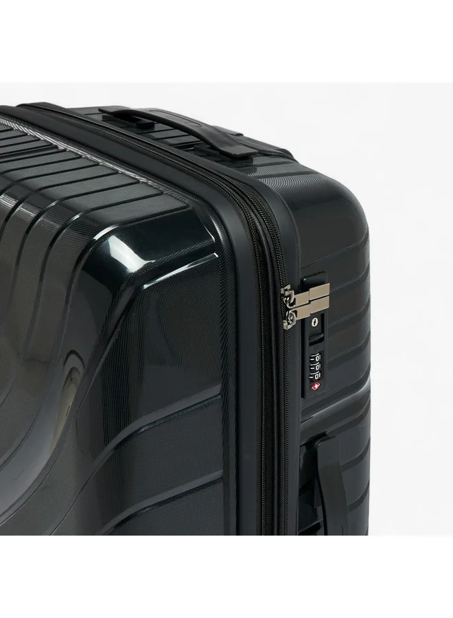 Oaklan by Shoexpress Unisex Textured Hardcase Trolley Bag with Retractable Handle - 24 Inches Check-in Bag