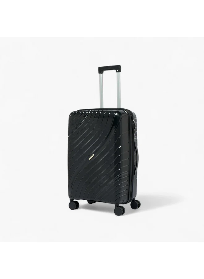 Oaklan by Shoexpress Unisex Textured Hardcase Trolley Bag with Retractable Handle - 24 Inches Check-in Bag