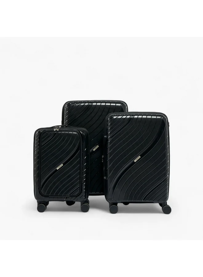 Oaklan by Shoexpress Unisex Textured Hardcase Trolley Bag with Retractable Handle - 24 Inches Check-in Bag